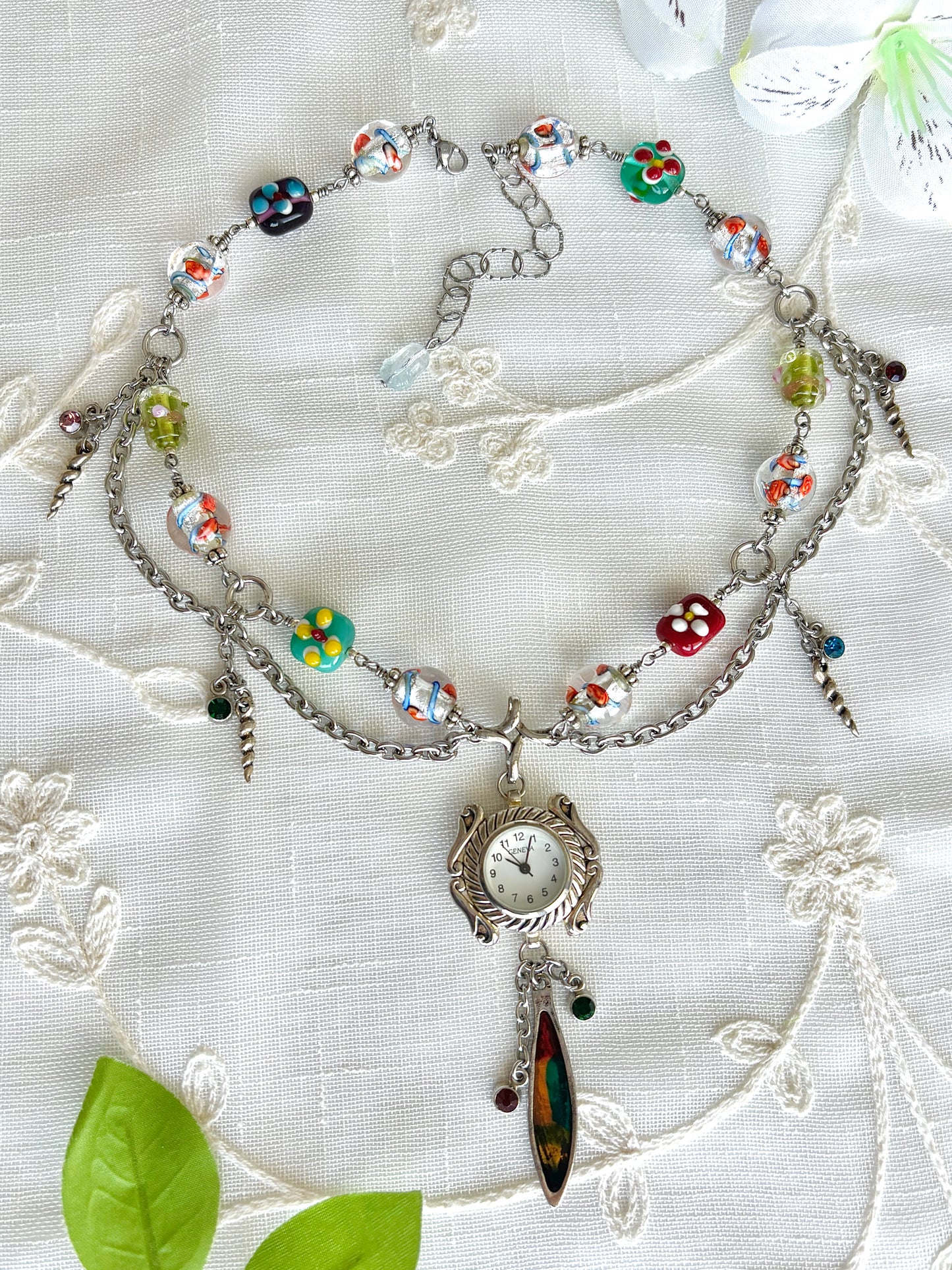 "Stained Glass" Watch Necklace