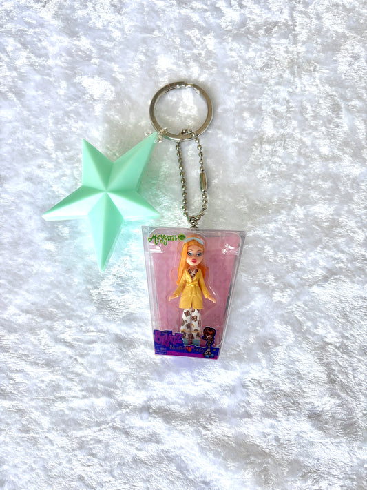 Bratz “Slumber Party” Charmed Keychain - Meygan w/ Teal Green Star Comb