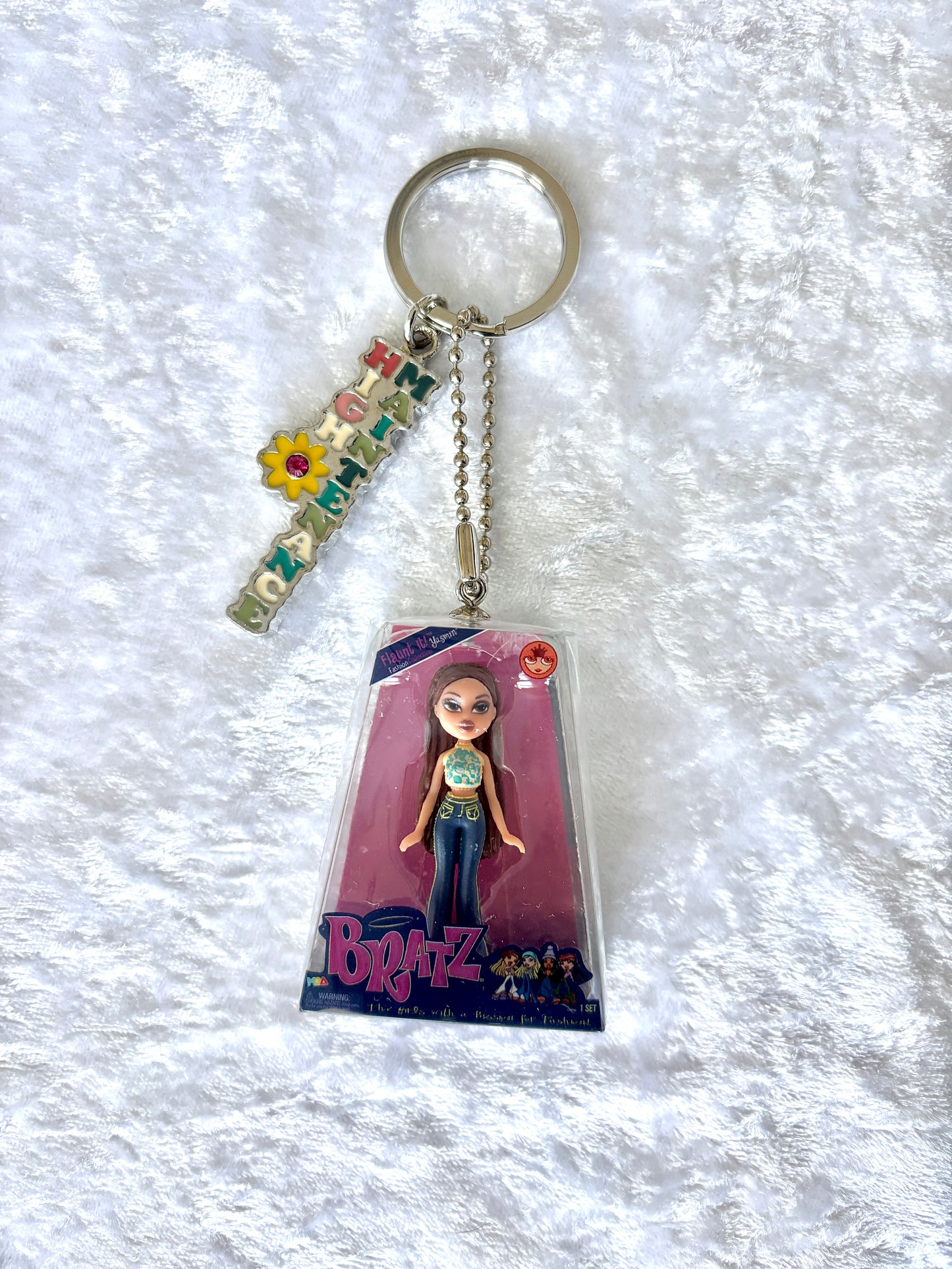 Bratz “Flaunt It” Charmed Keychain - Yasmin w/ Vintage Enamel “High Maintenance” Charm