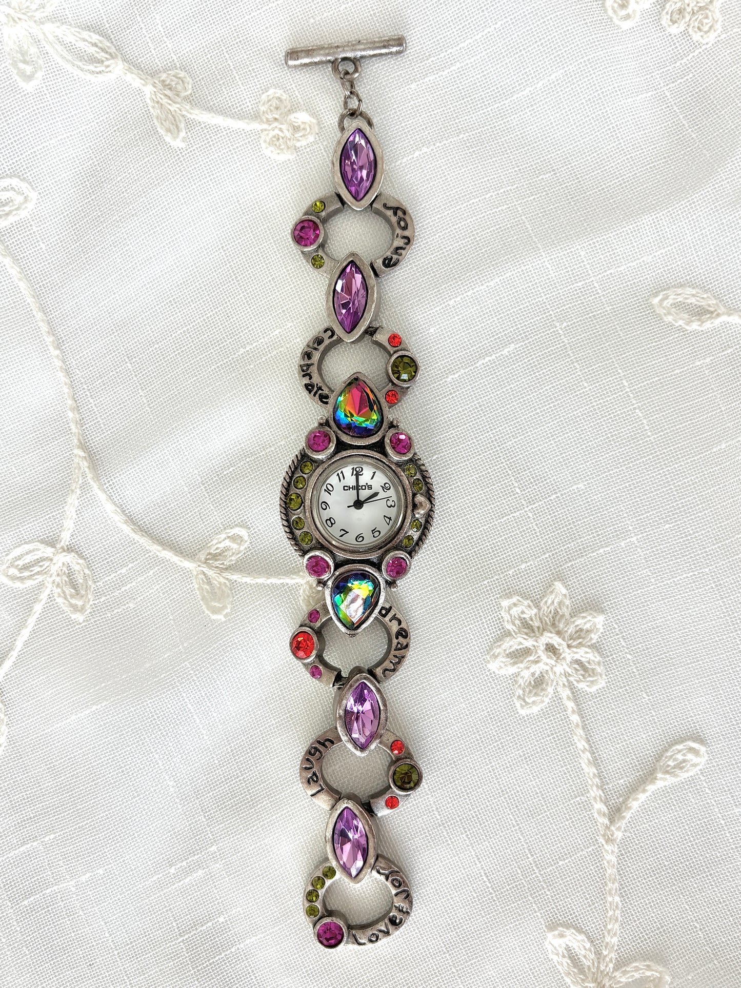 Colorful Rhinestone Chico’s Bracelet Watch