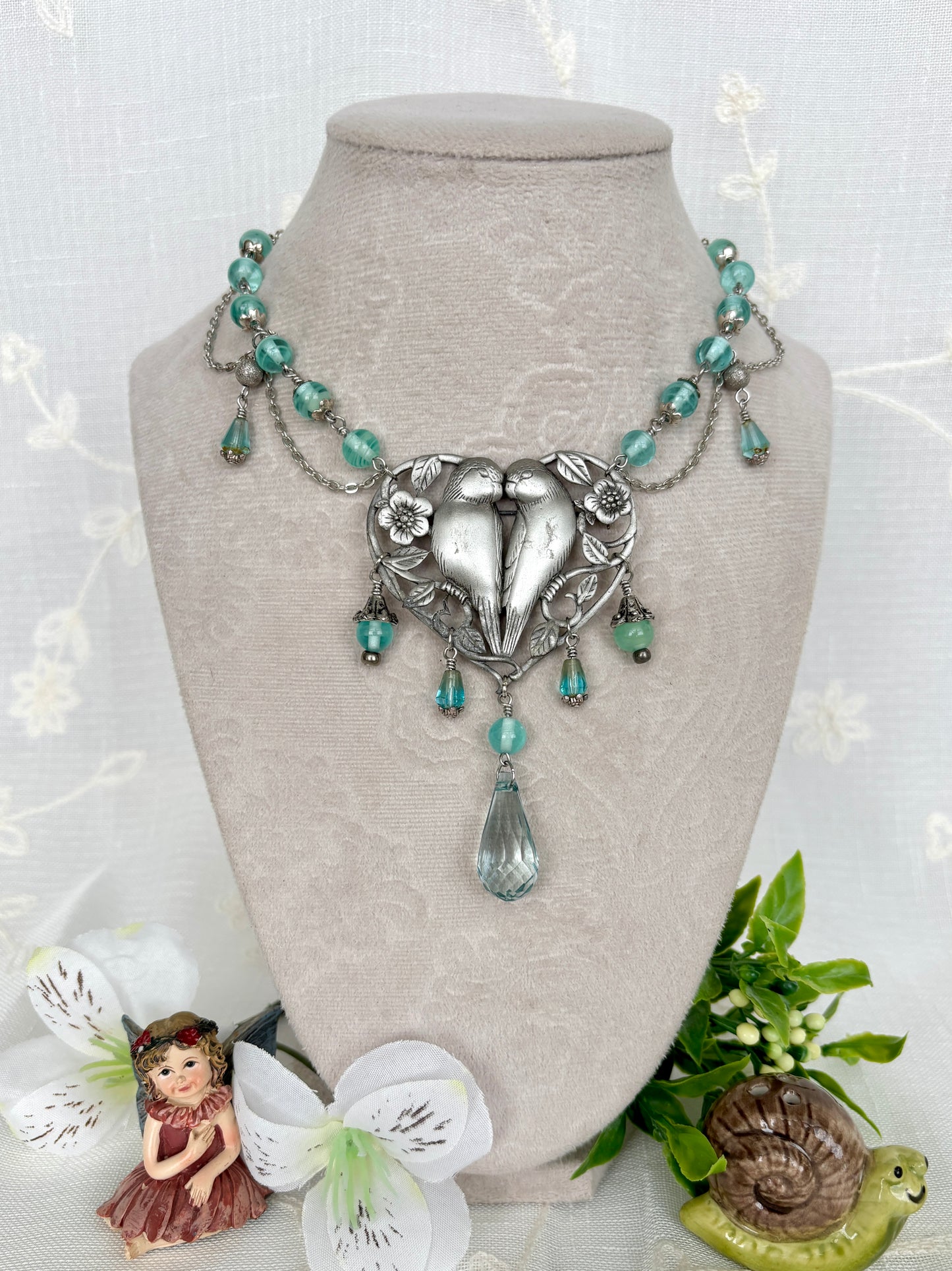 “Love Birds” Brooch Necklace
