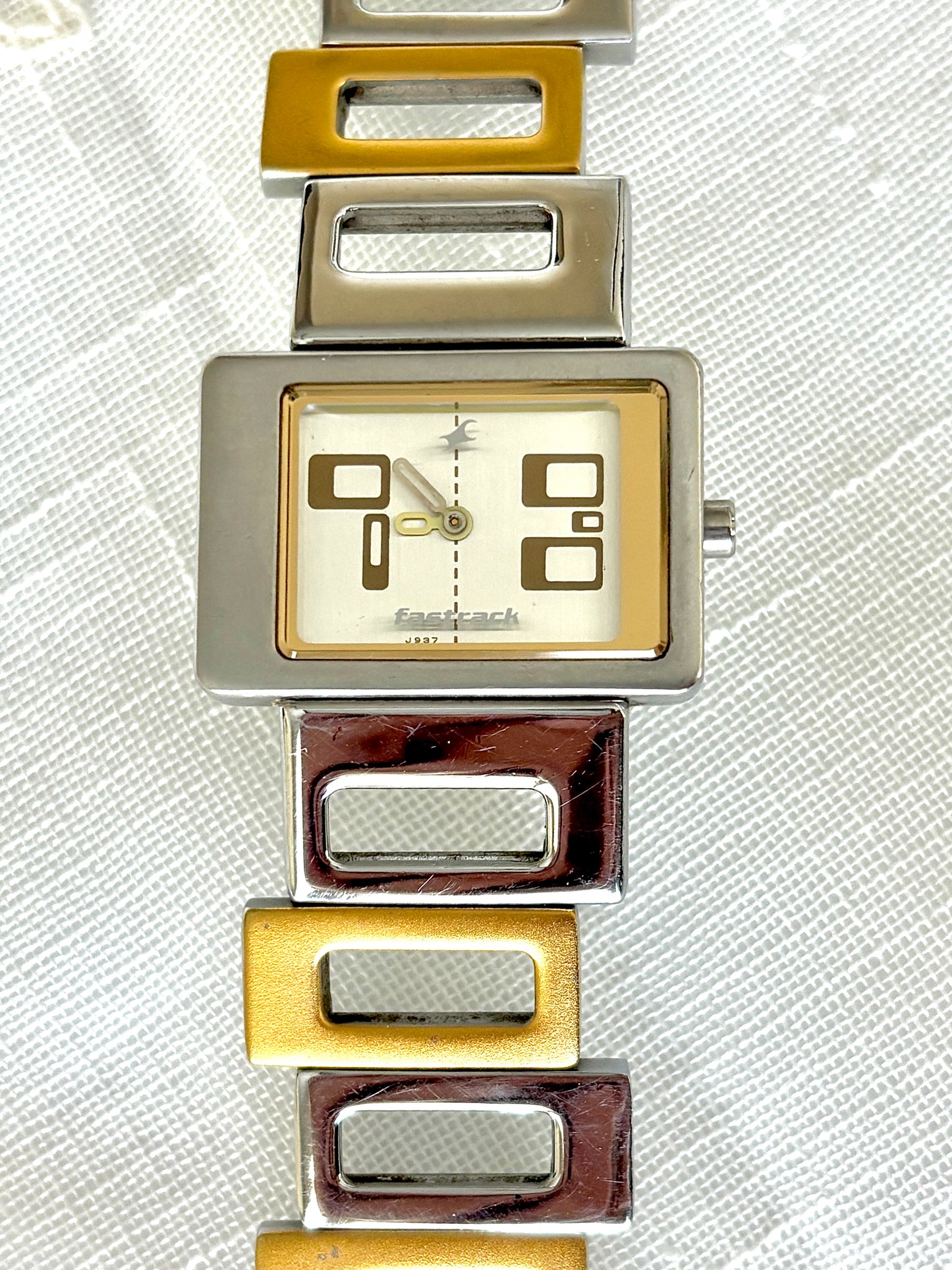 Asymmetrical Dual Tone Fastrack Watch Bracelet