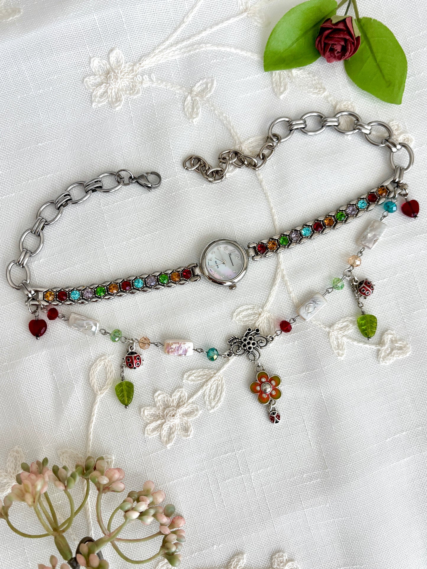 "Technicolor Summer" Watch Necklace