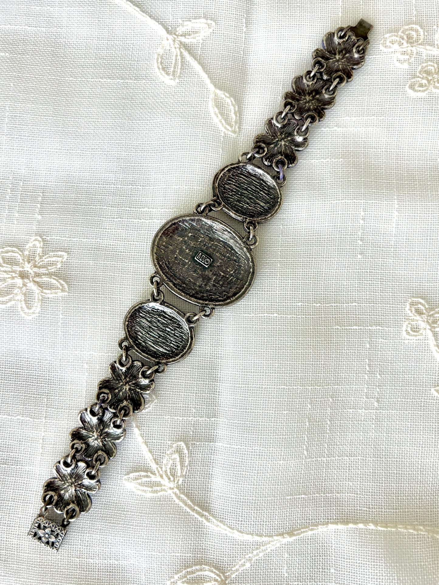 Vintage MX Michael Morrison Cherub Flower/Rhinestone Bracelet