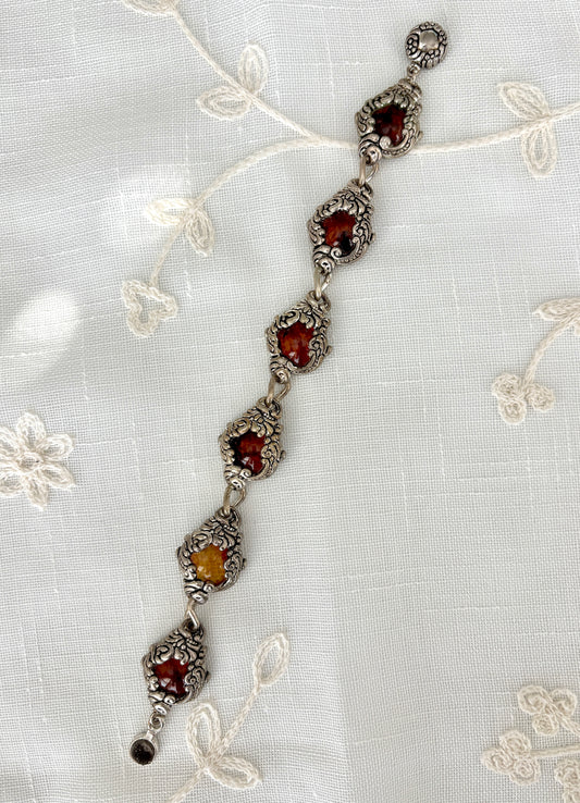 Ornate Faux Amber Magentic Clasp Bracelet