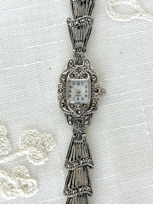 Marcasite Shell-Motif Band Quartz Watch