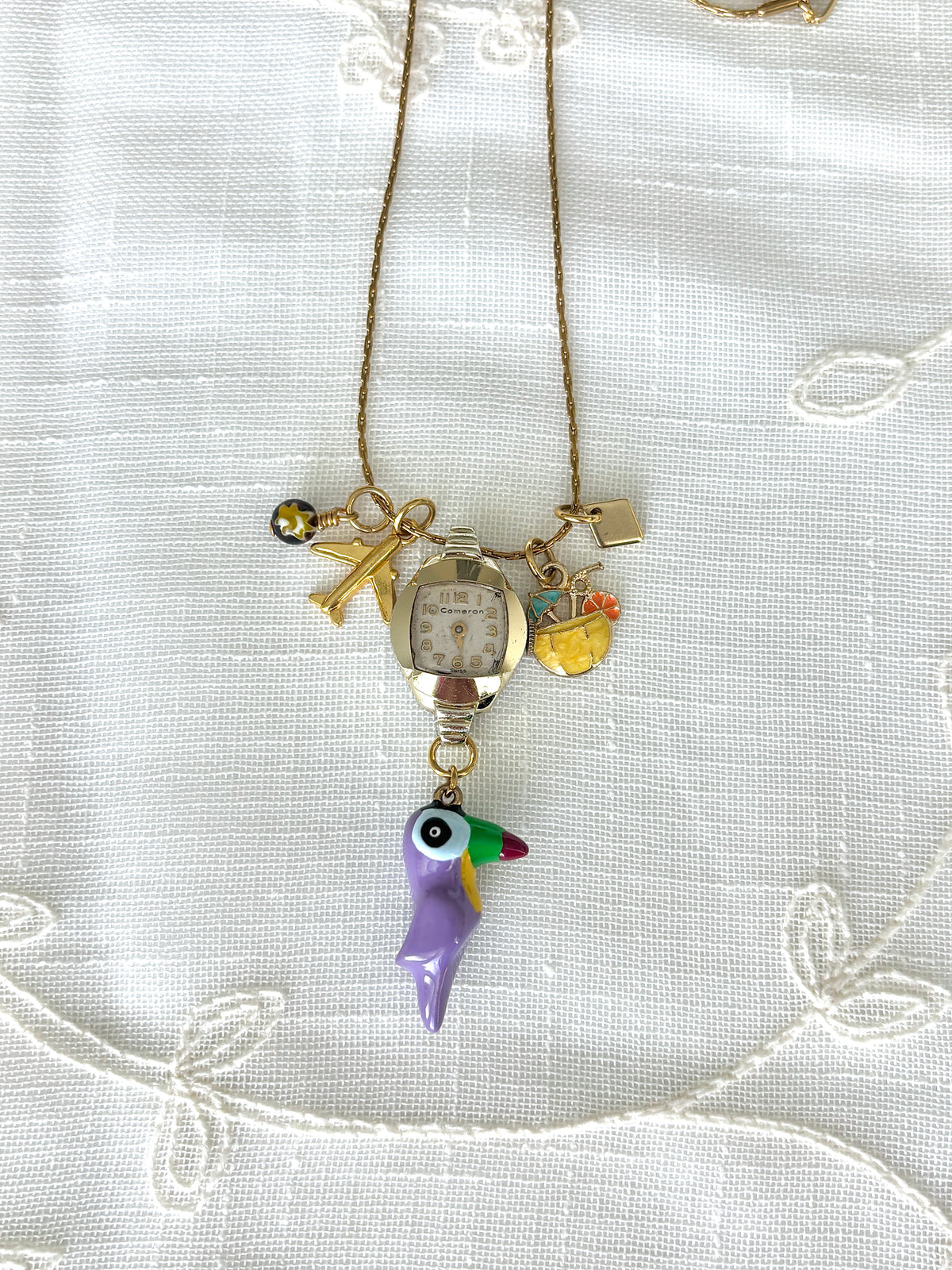 Gold Cameron - Watch Charm Necklace