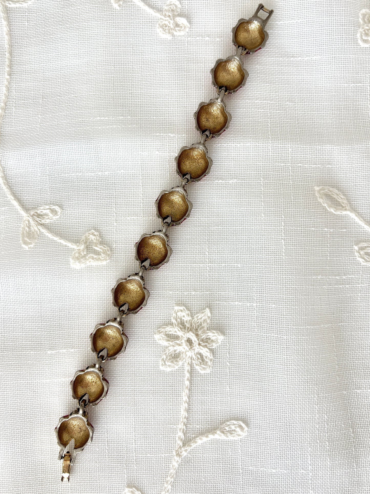 Gold Tone Enamel Lady Bug Bracelet