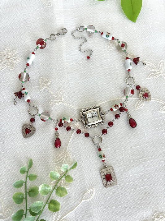 "Scarlet Petal" Watch Necklace