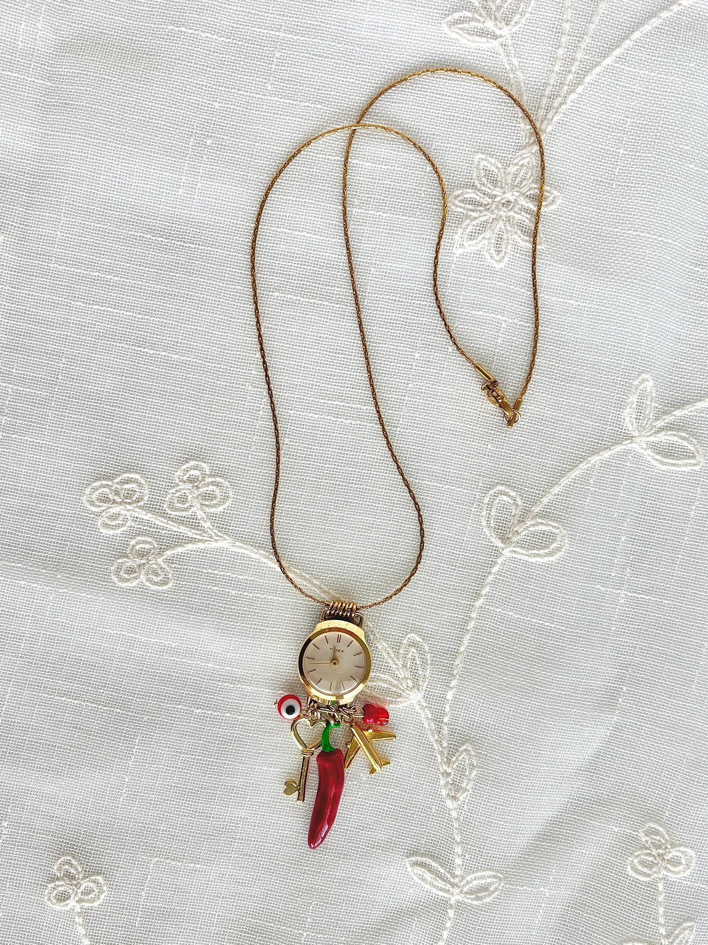 Gold Timex Waltham - Watch Charm Necklace