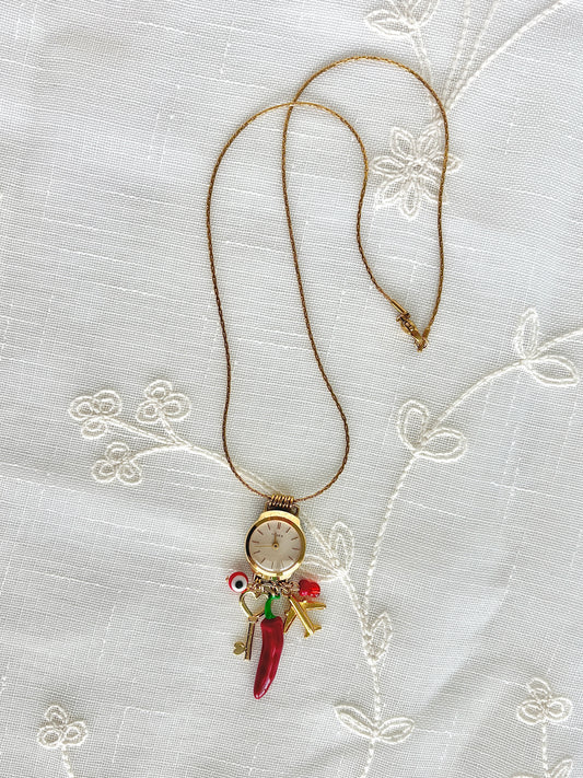 Gold Timex Waltham - Watch Charm Necklace