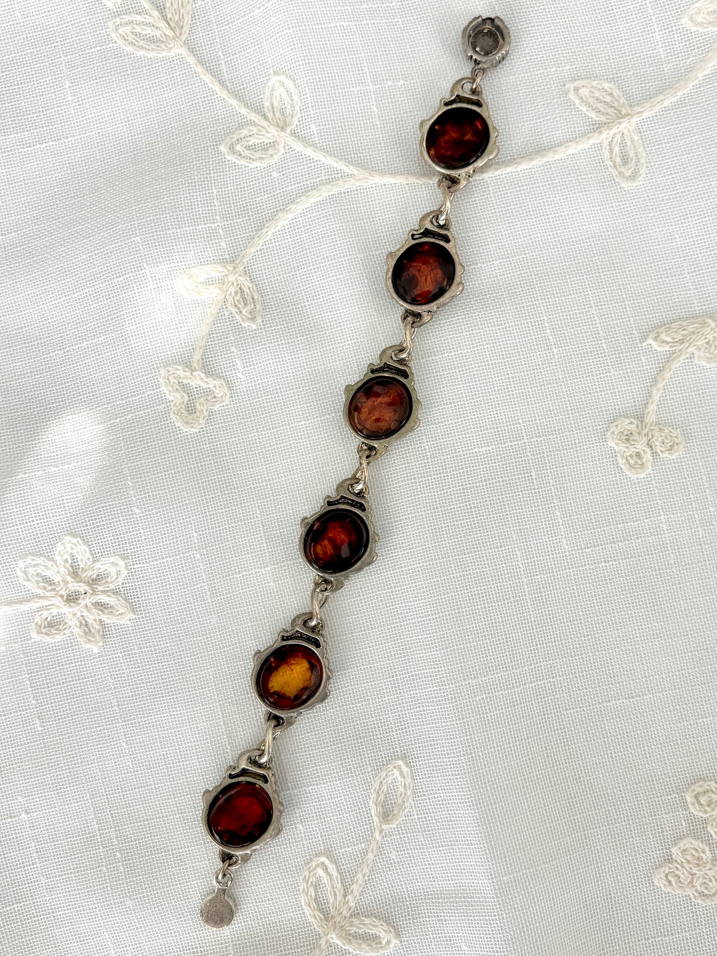 Ornate Faux Amber Magentic Clasp Bracelet
