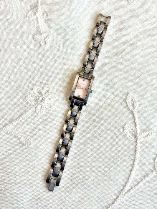 Fossil Rectangular Pink Face Watch