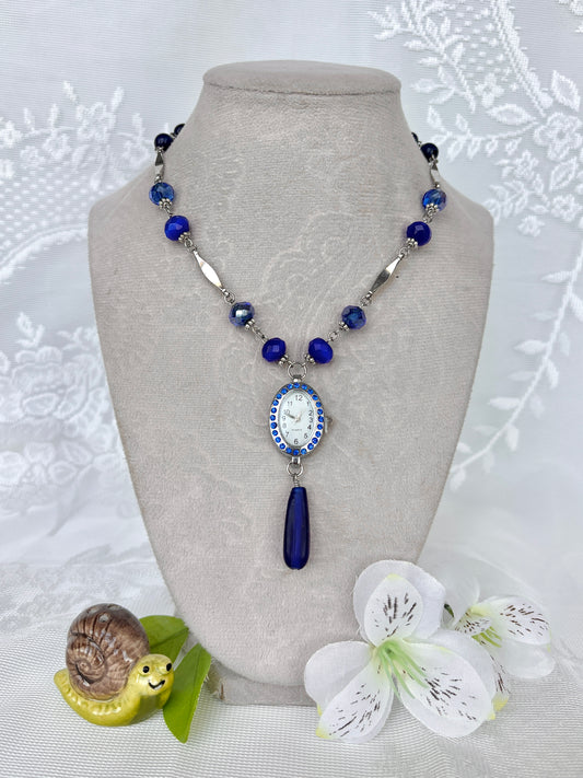 “Drops of Cobalt” Watch Necklace