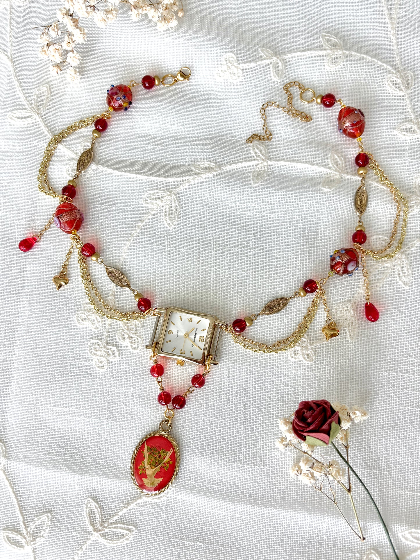 "One In Vermillion" Watch Necklace