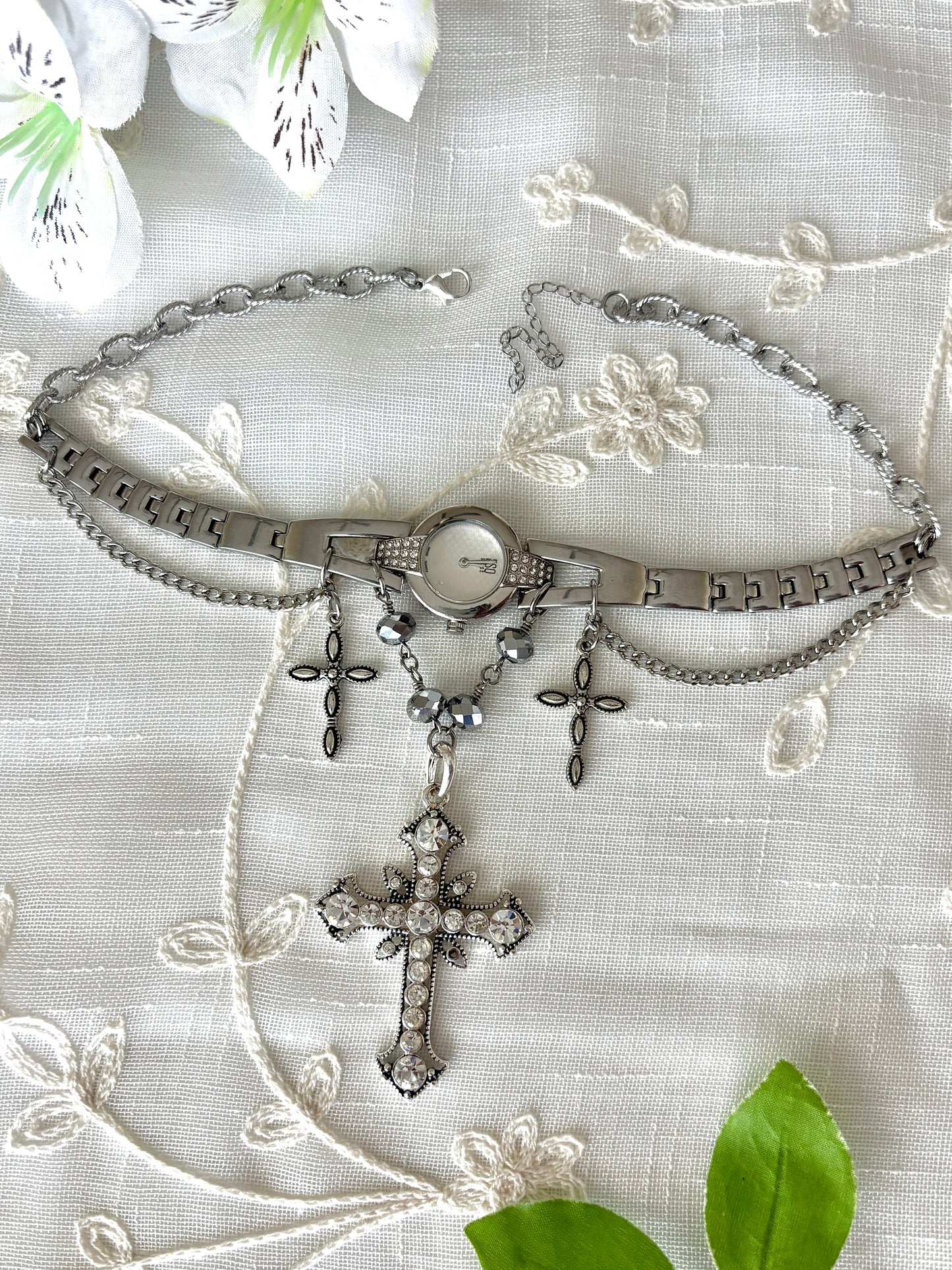 "Silver Salvation" Watch Necklace