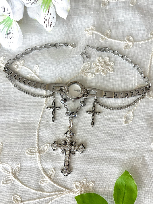 "Silver Salvation" Watch Necklace