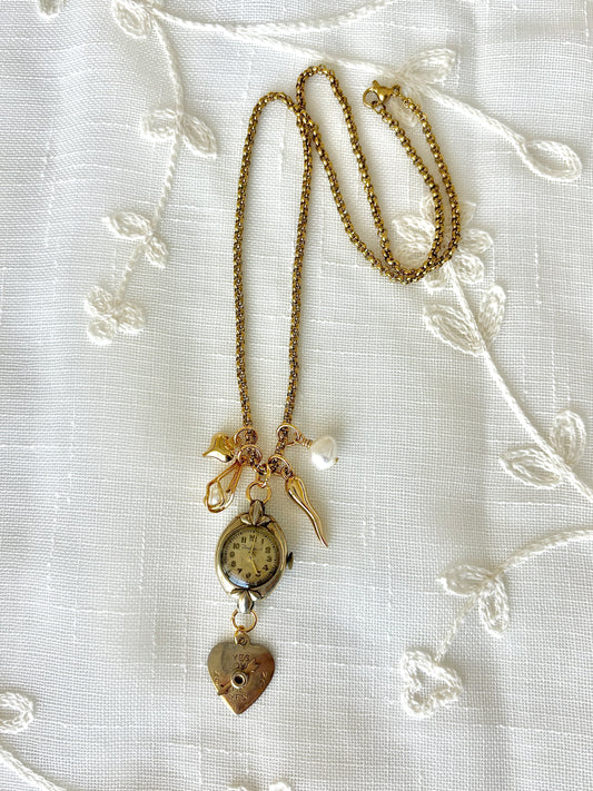 Gold Boulevard - Watch Charm Necklace