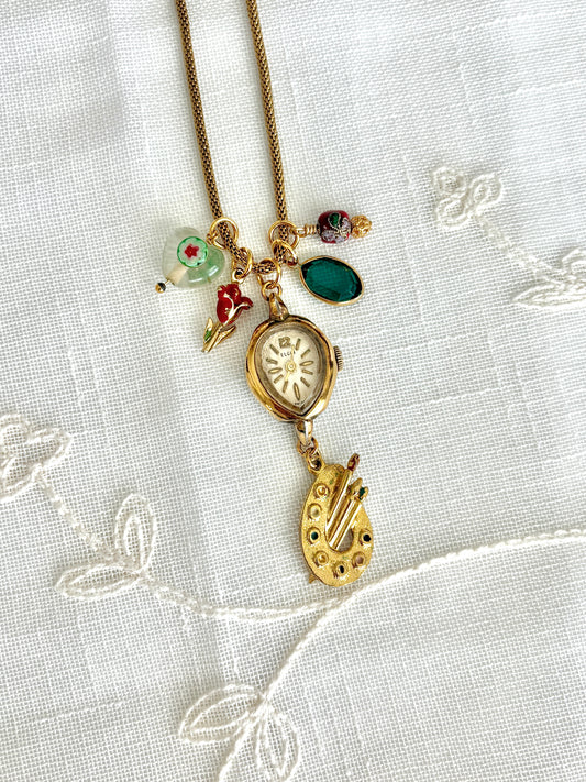 Gold Elgin - Watch Charm Necklace