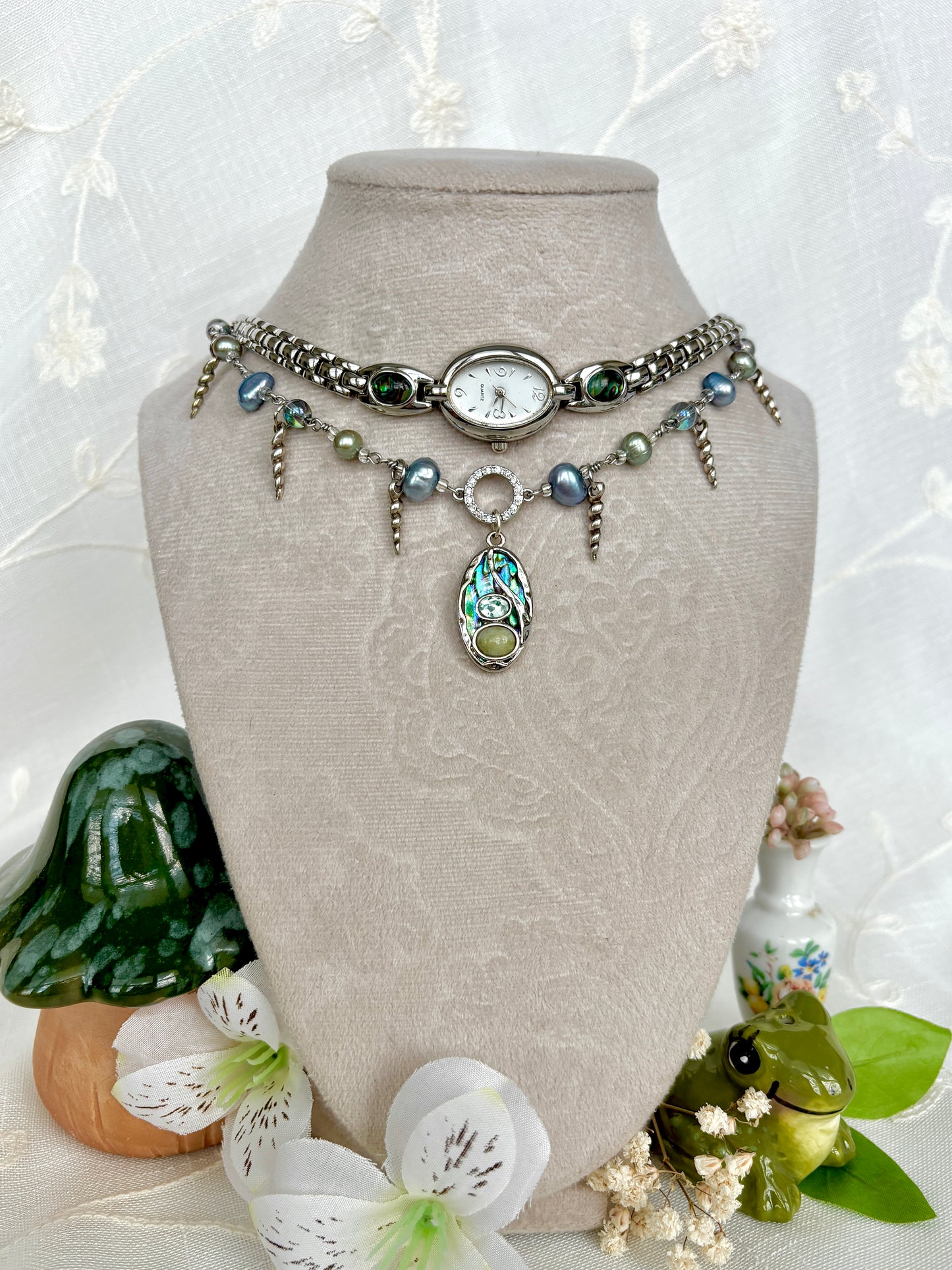 "Leave Me Abalone" Watch Necklace