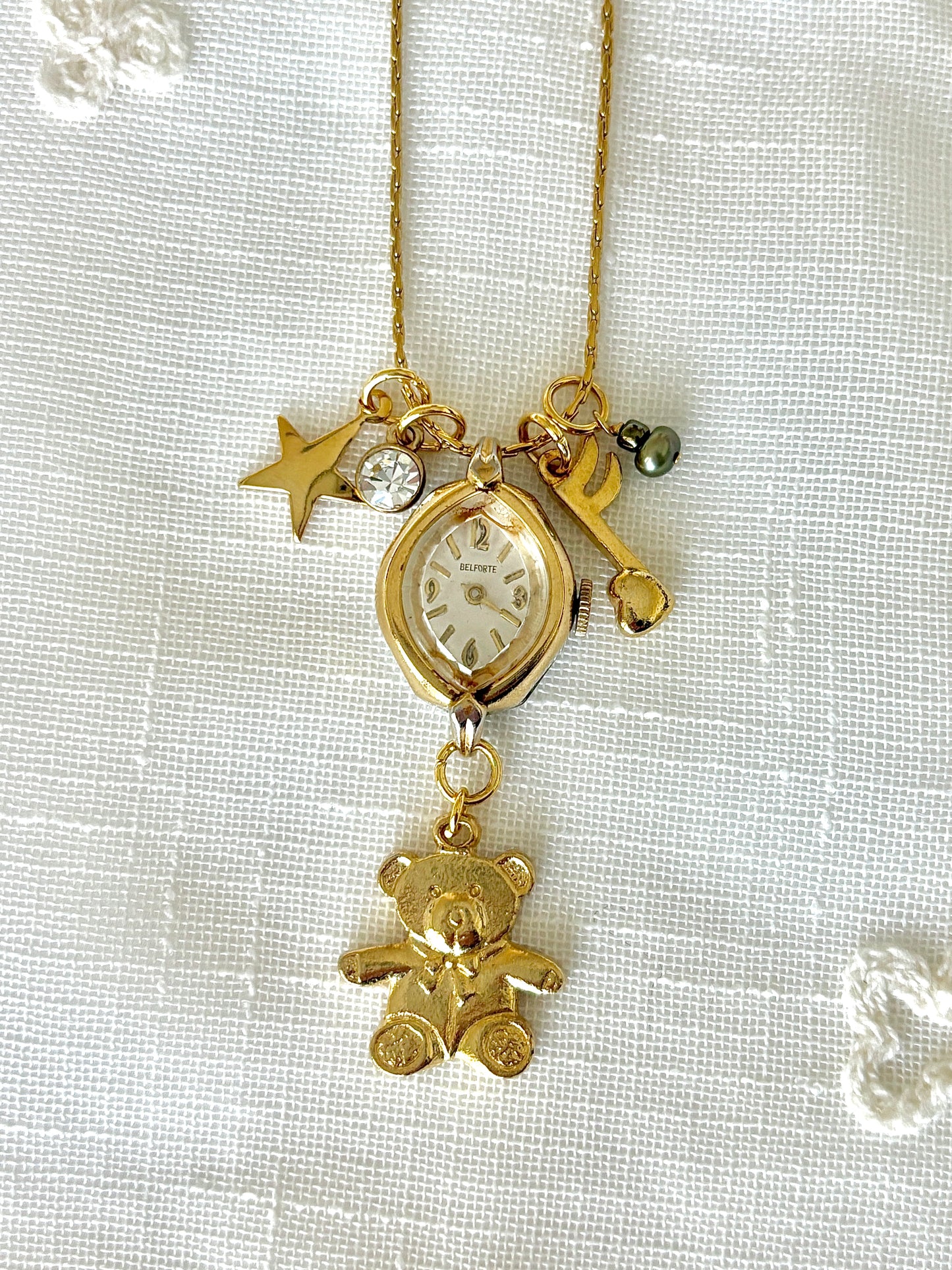Gold Belforte - Watch Charm Necklace
