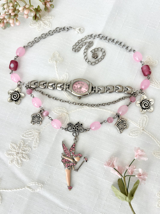 "Pink-erbell" Watch Necklace