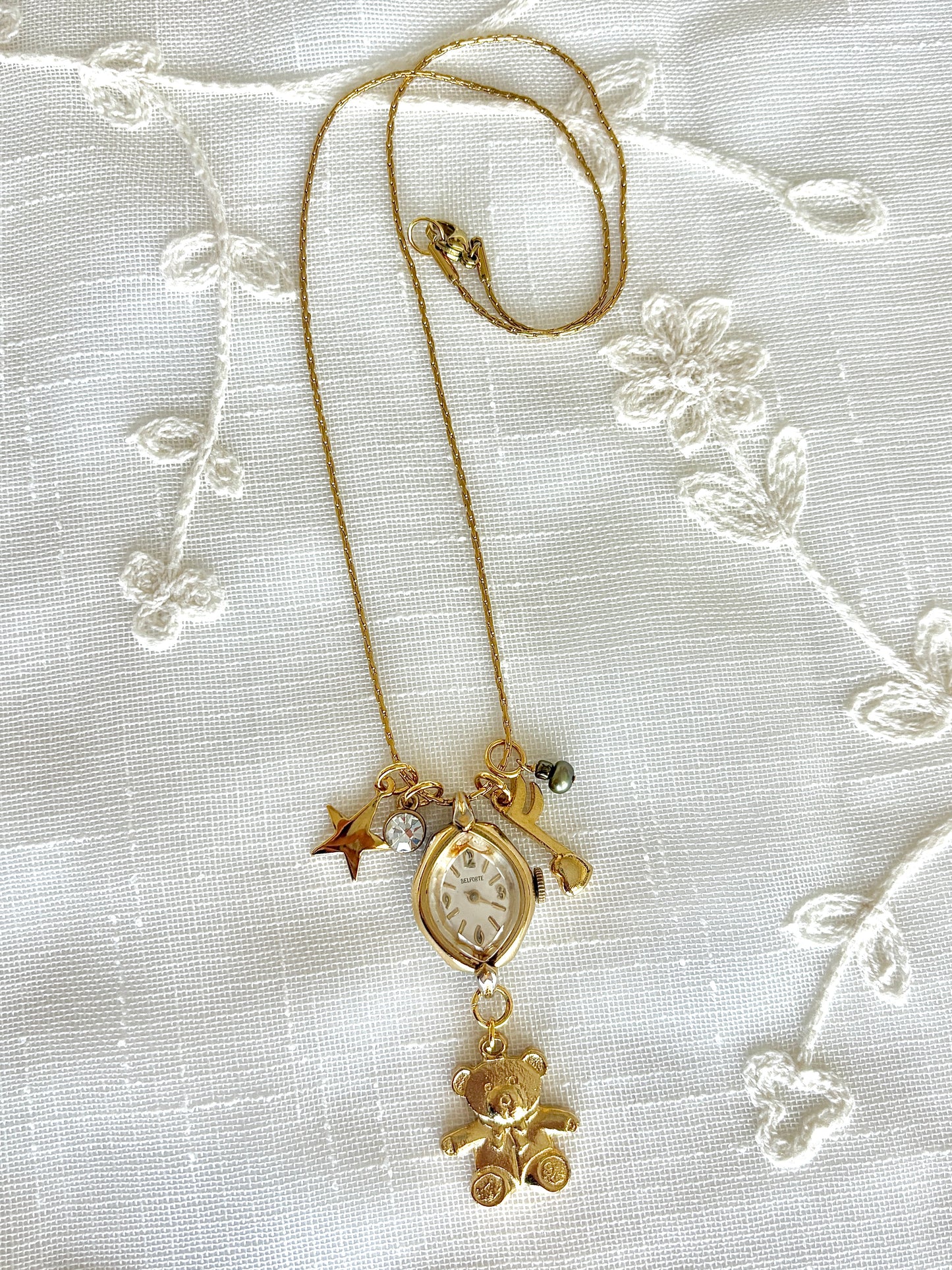 Gold Belforte - Watch Charm Necklace