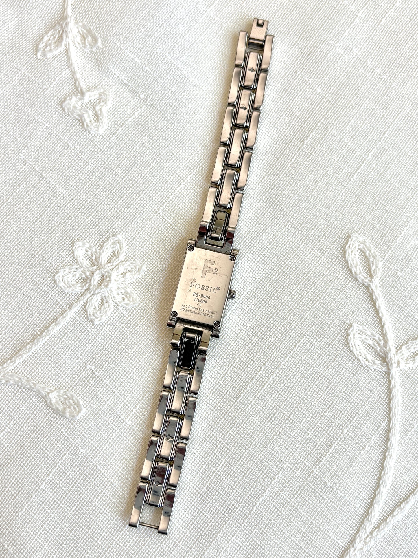 Fossil Rectangular Pink Face Watch
