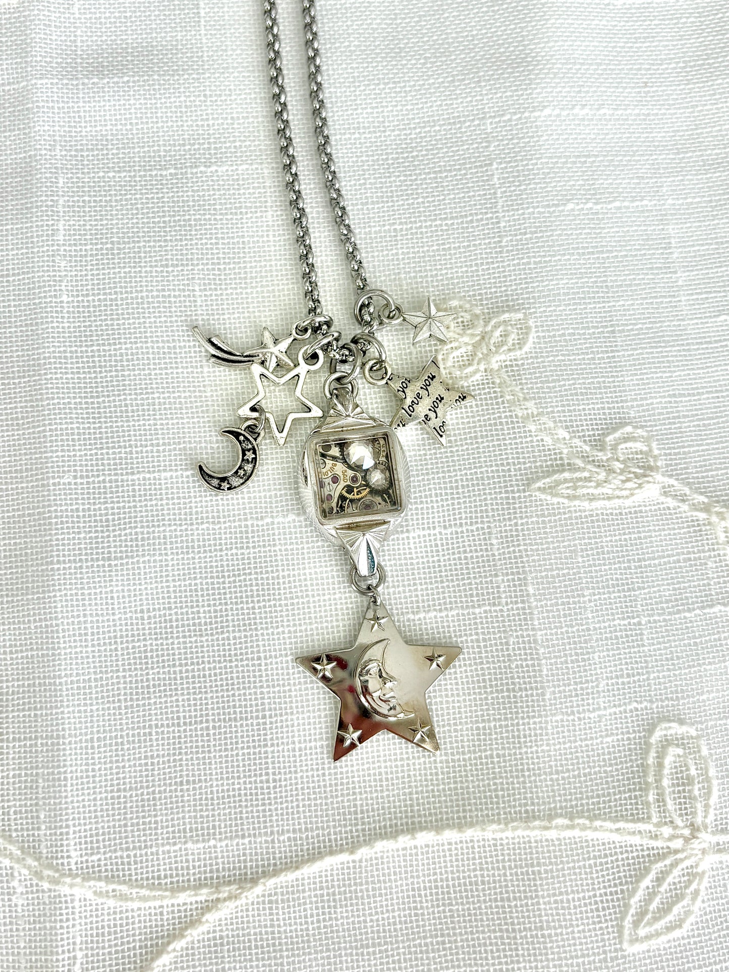 Silver Bulova - Watch Charm Necklace