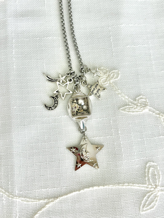 Silver Bulova - Watch Charm Necklace