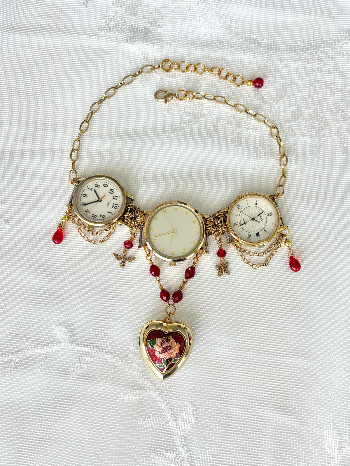 "Third Time's A Rose” Watch Necklace