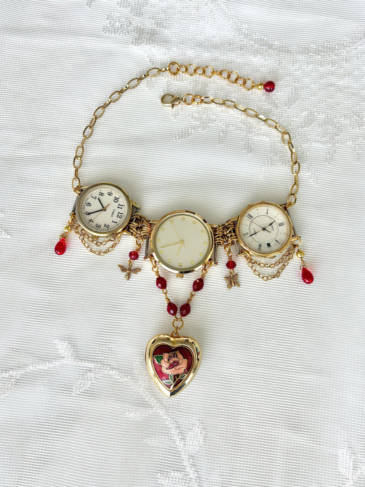 "Third Time's A Rose” Watch Necklace