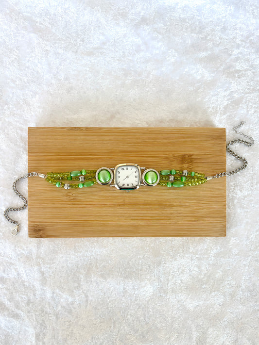 Green Beaded Watch Choker - Unbranded