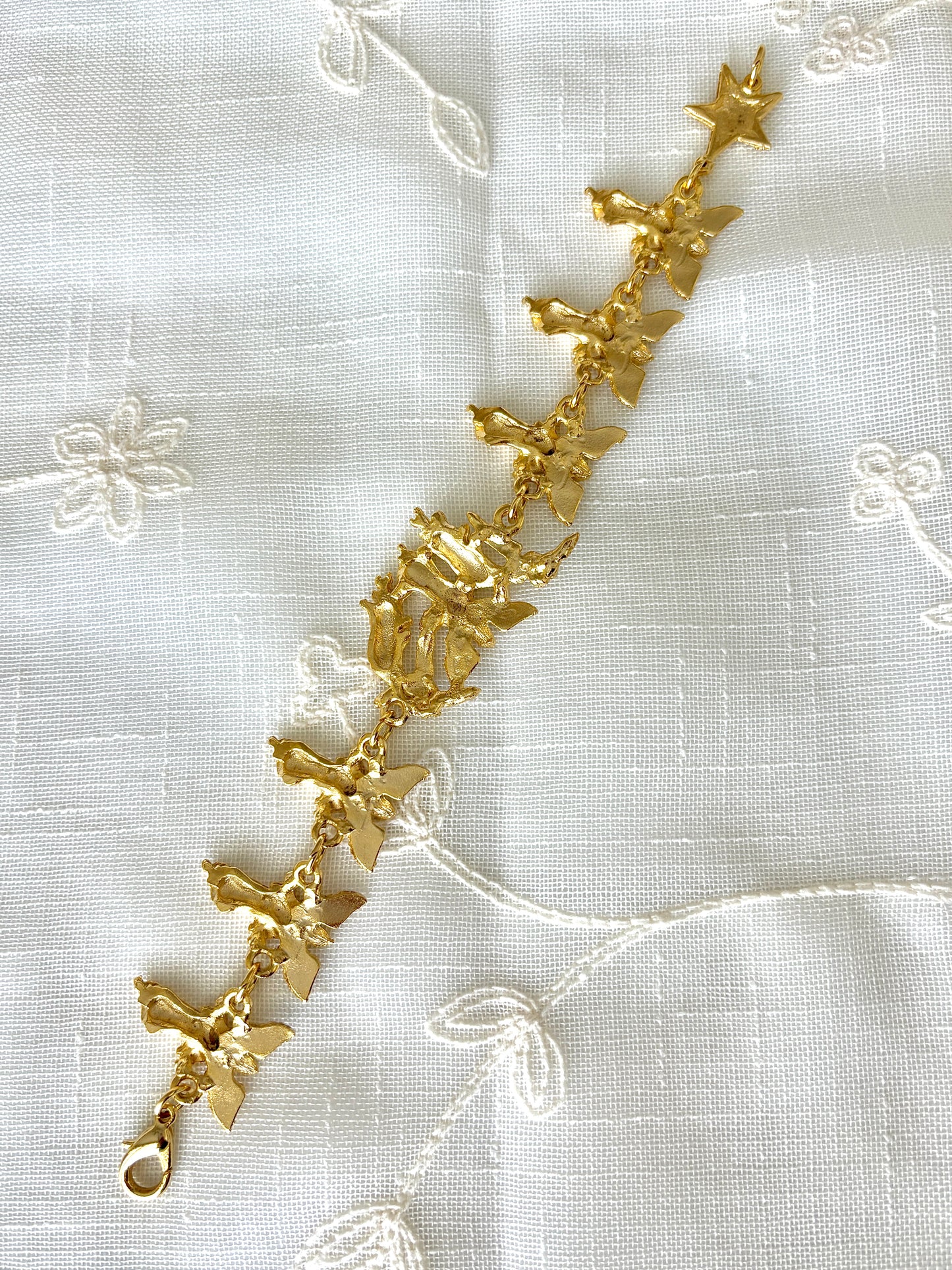 Gold Tone Angels Linked Bracelet