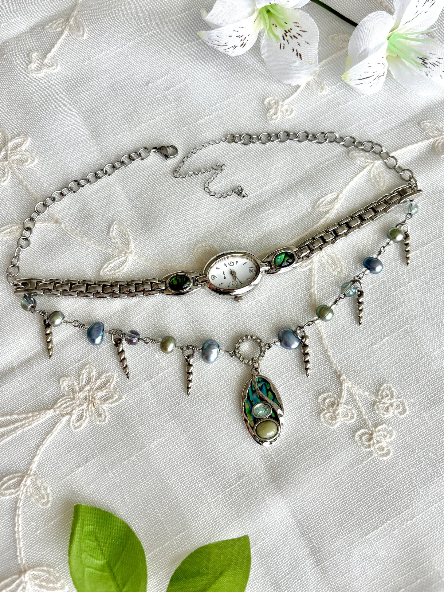 "Leave Me Abalone" Watch Necklace