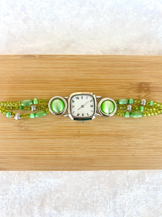 Green Beaded Watch Choker - Unbranded