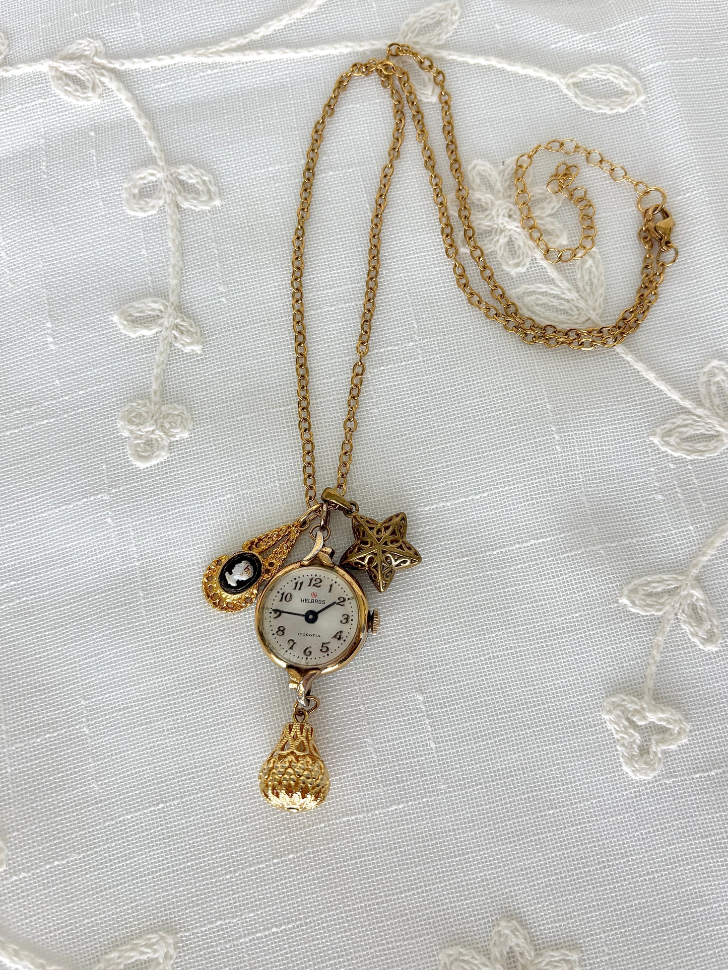 Gold Helbros - Watch Charm Necklace