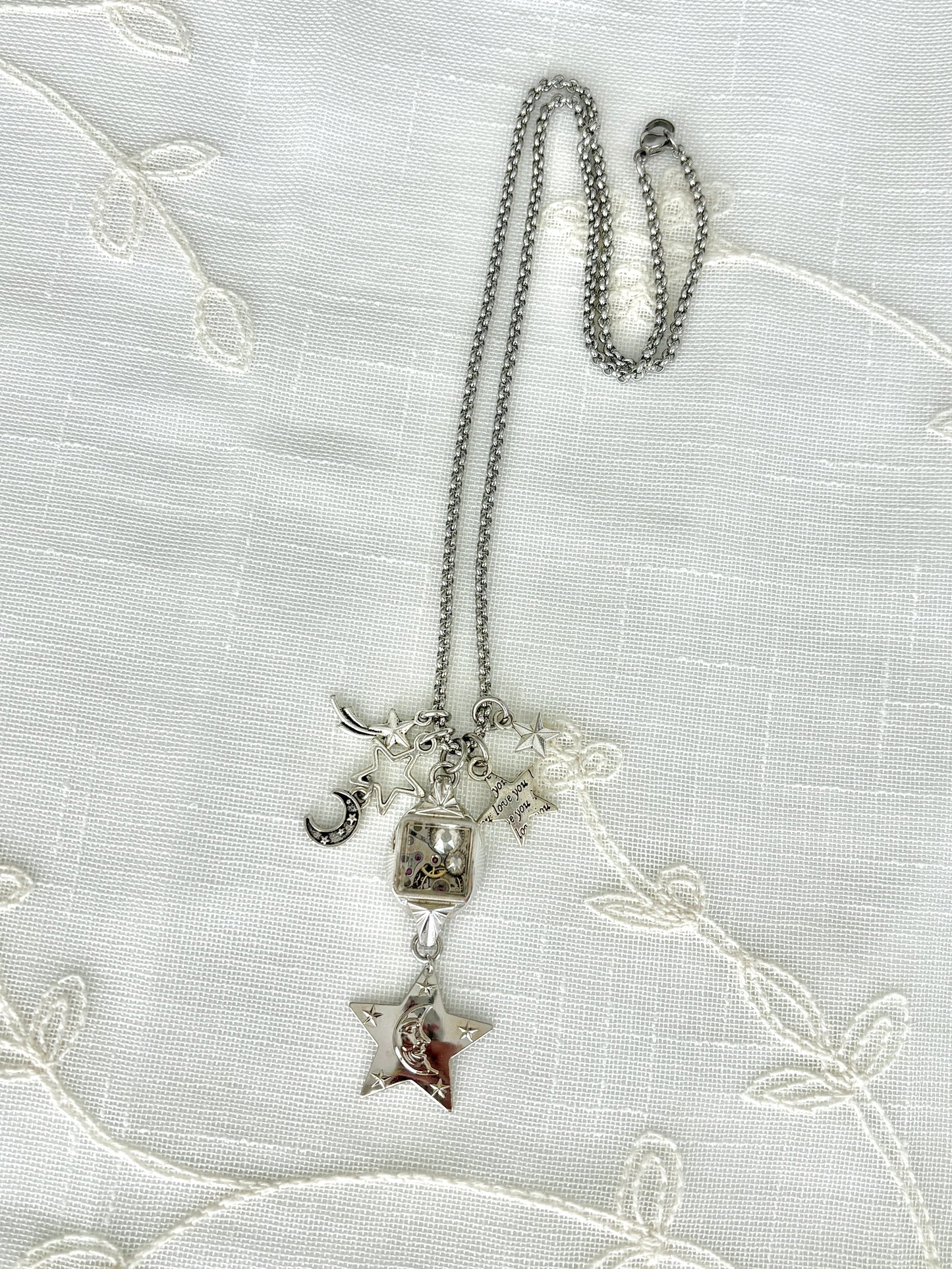 Silver Bulova - Watch Charm Necklace
