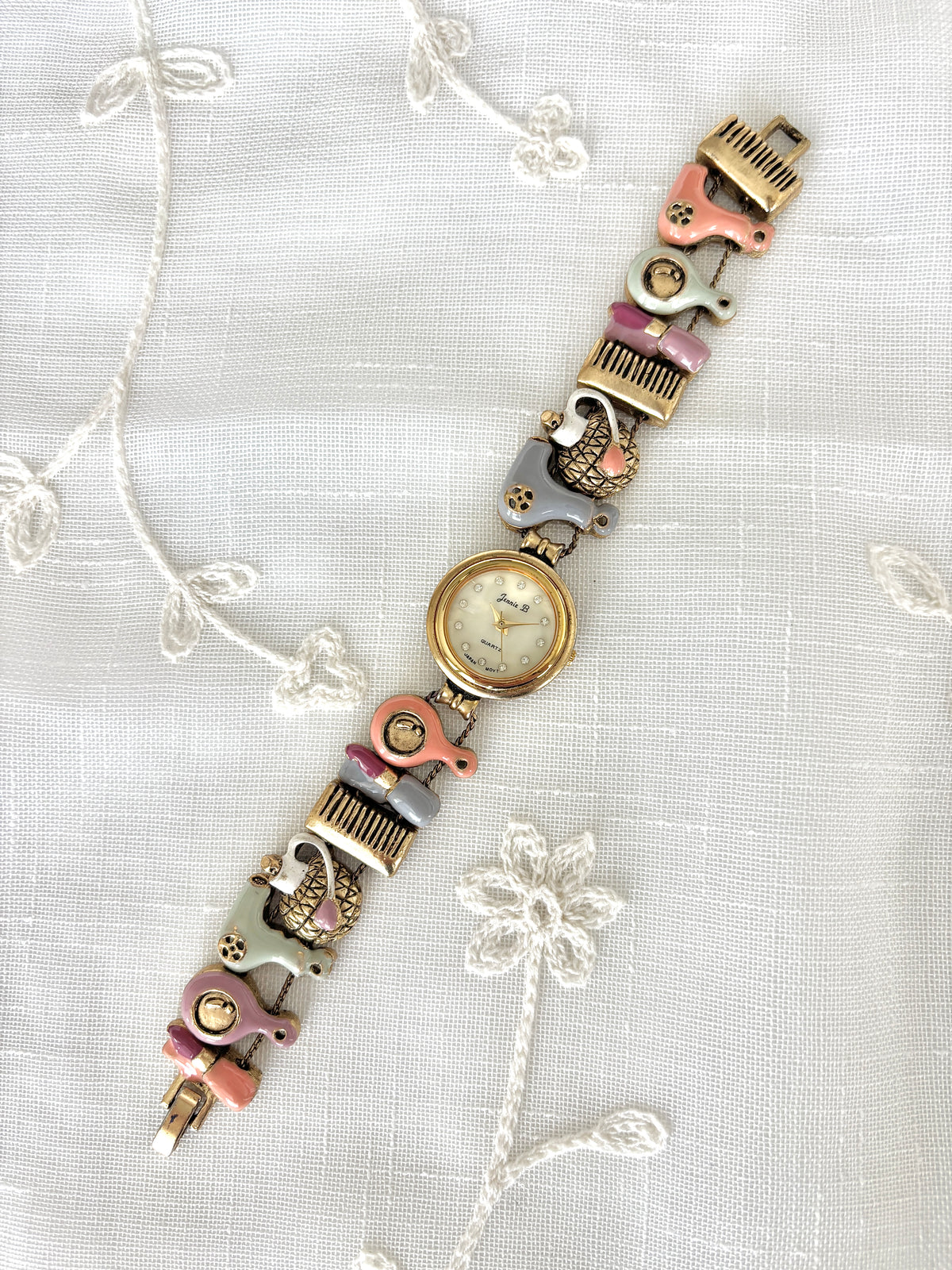 Vintage Jennie B Flip Flop Sandal Charm Bracelet Watch Quartz New Battery Summer Jennie B Makeover Slider Charm Watch – Shuffled Vintage main image 4
