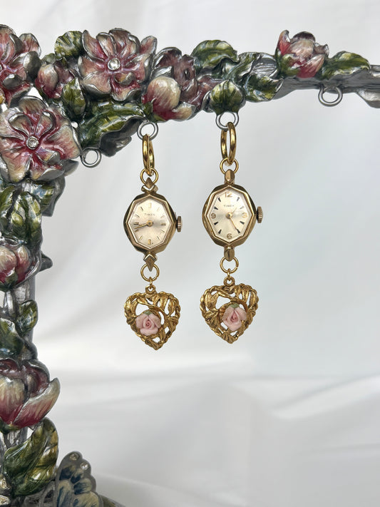 "So Rose-mantic" Watch Earrings