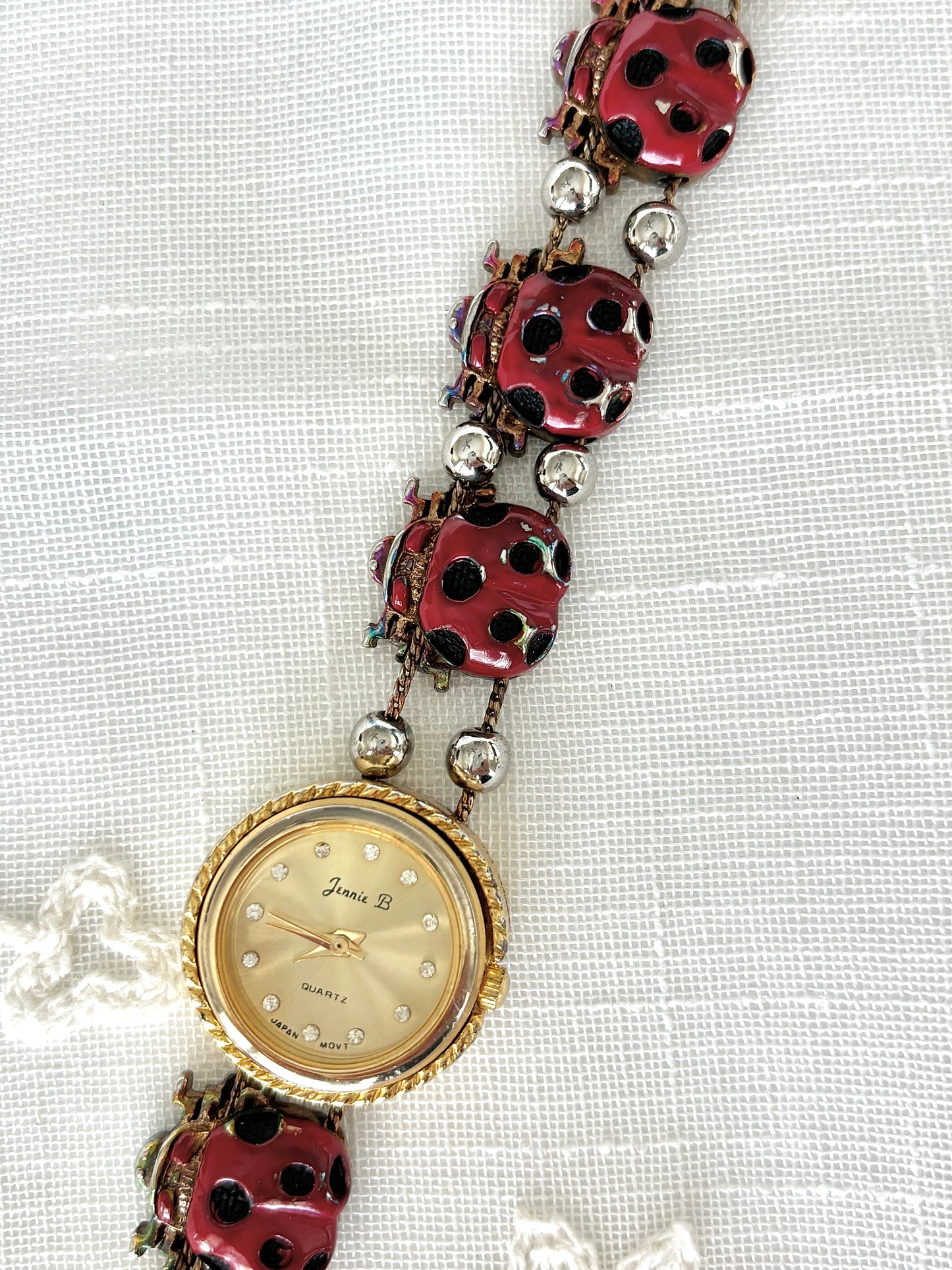 Jennie B Lady Bug Slider Charm Watch