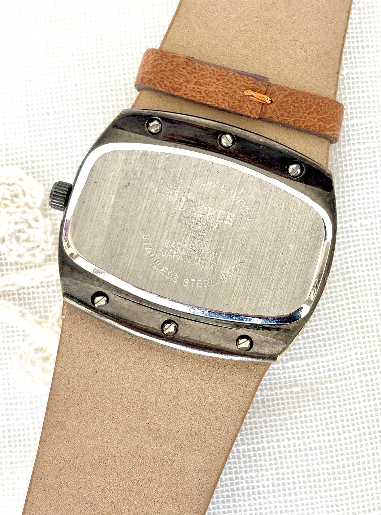 Floral Bronze & Etched Leather Band Decree Watch