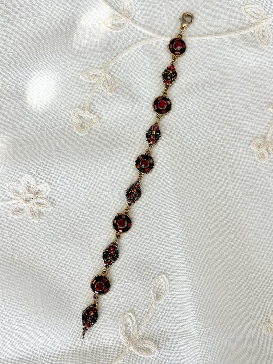 Beaded Vintage Colorful Gold Tone Bracelet