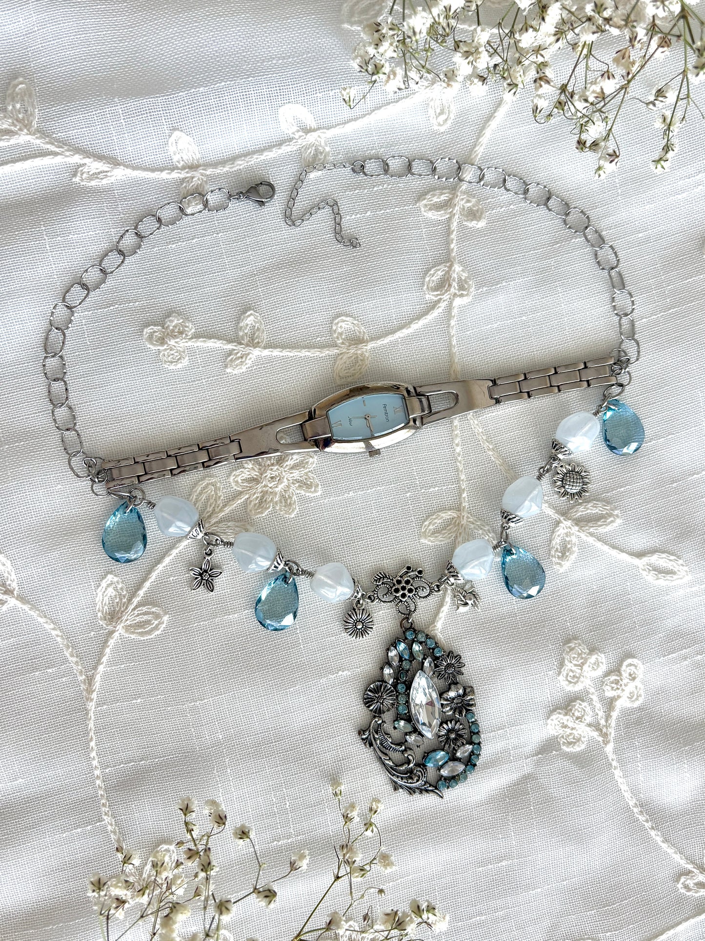 “Forever Blu-ming” Watch Necklace