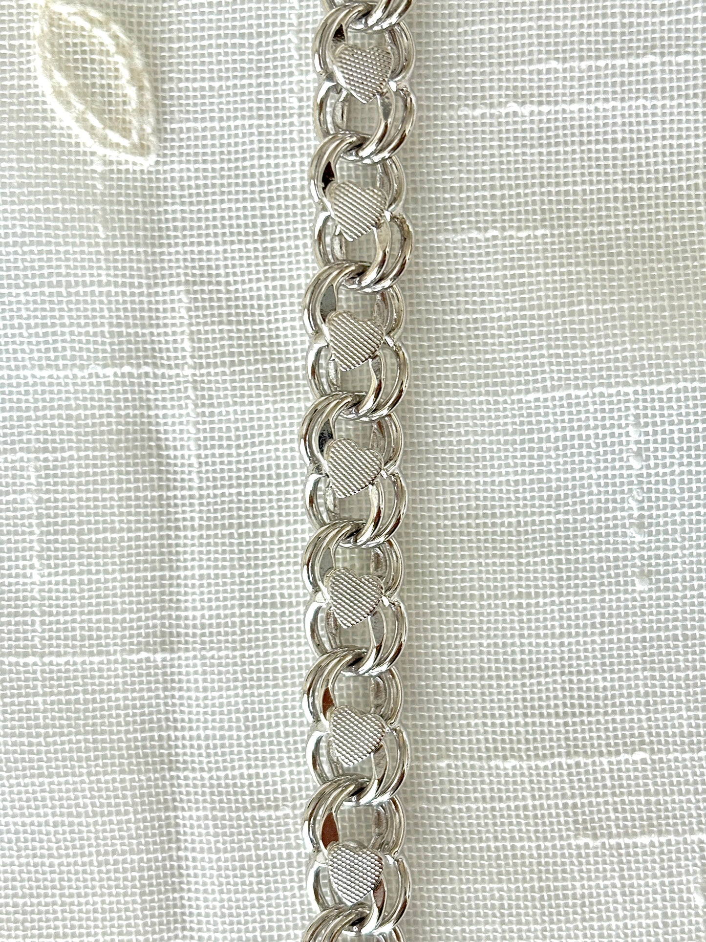 Vintage Monet Silver Double Rolo Heart Bracelet