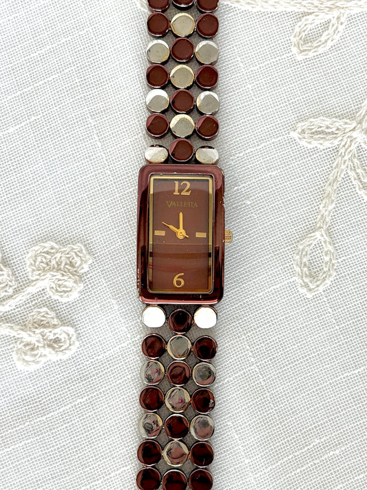 Valleta Two Tone Brown Modular/Circular “Mesh” Band Watch