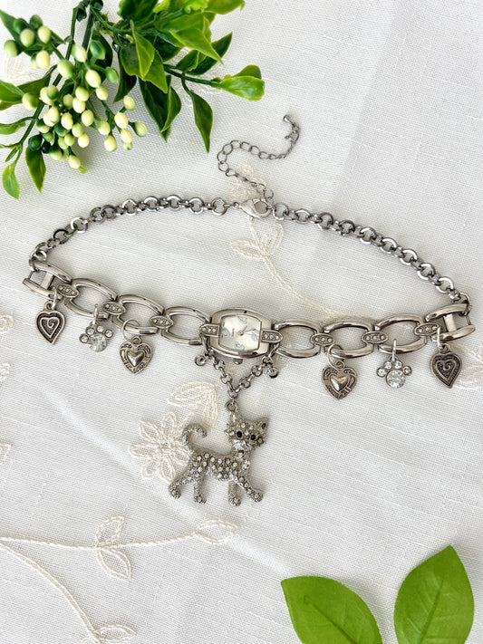 "Serving Kitty" Watch Necklace
