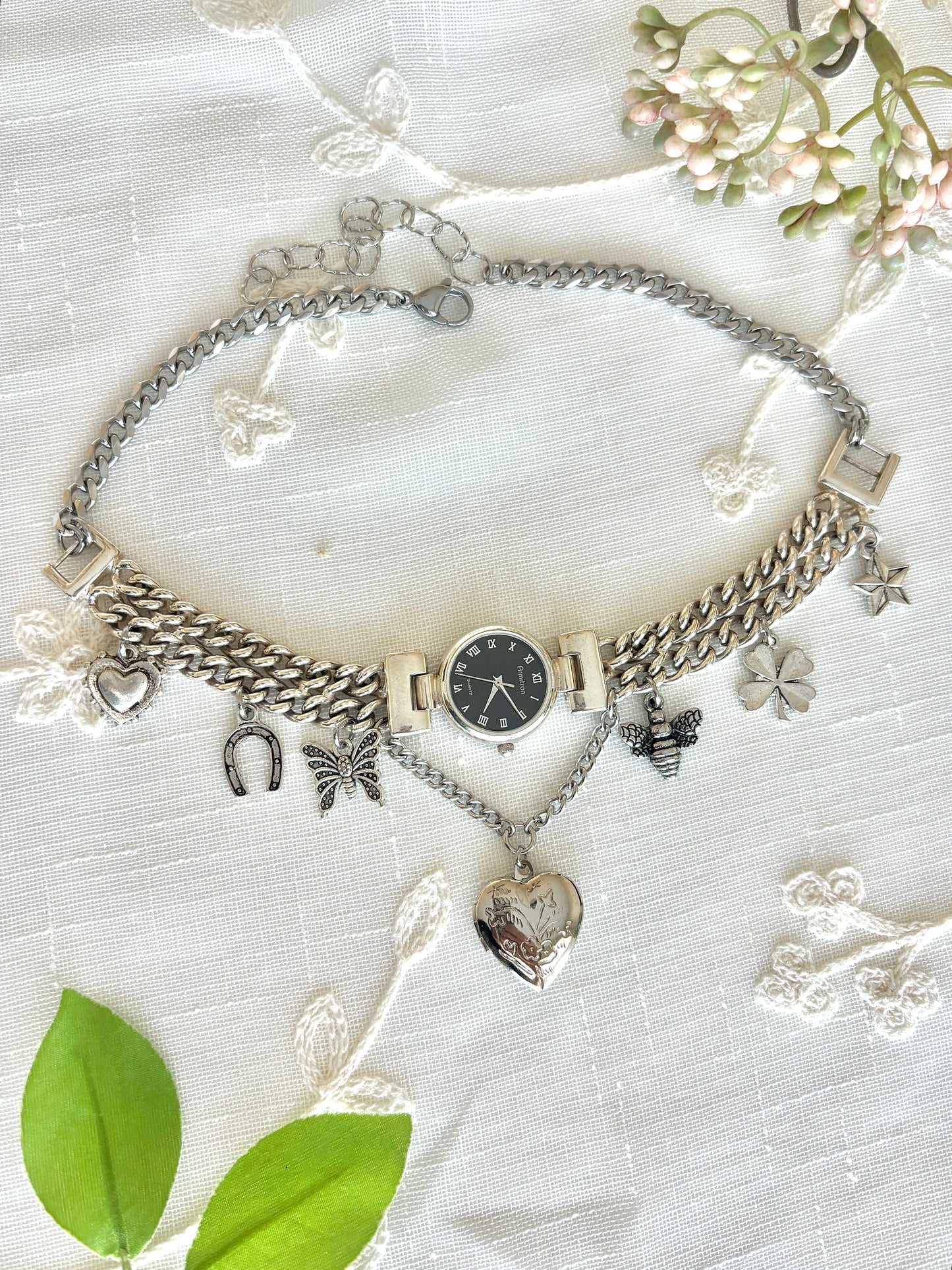 “Lock and Chain" Watch Necklace