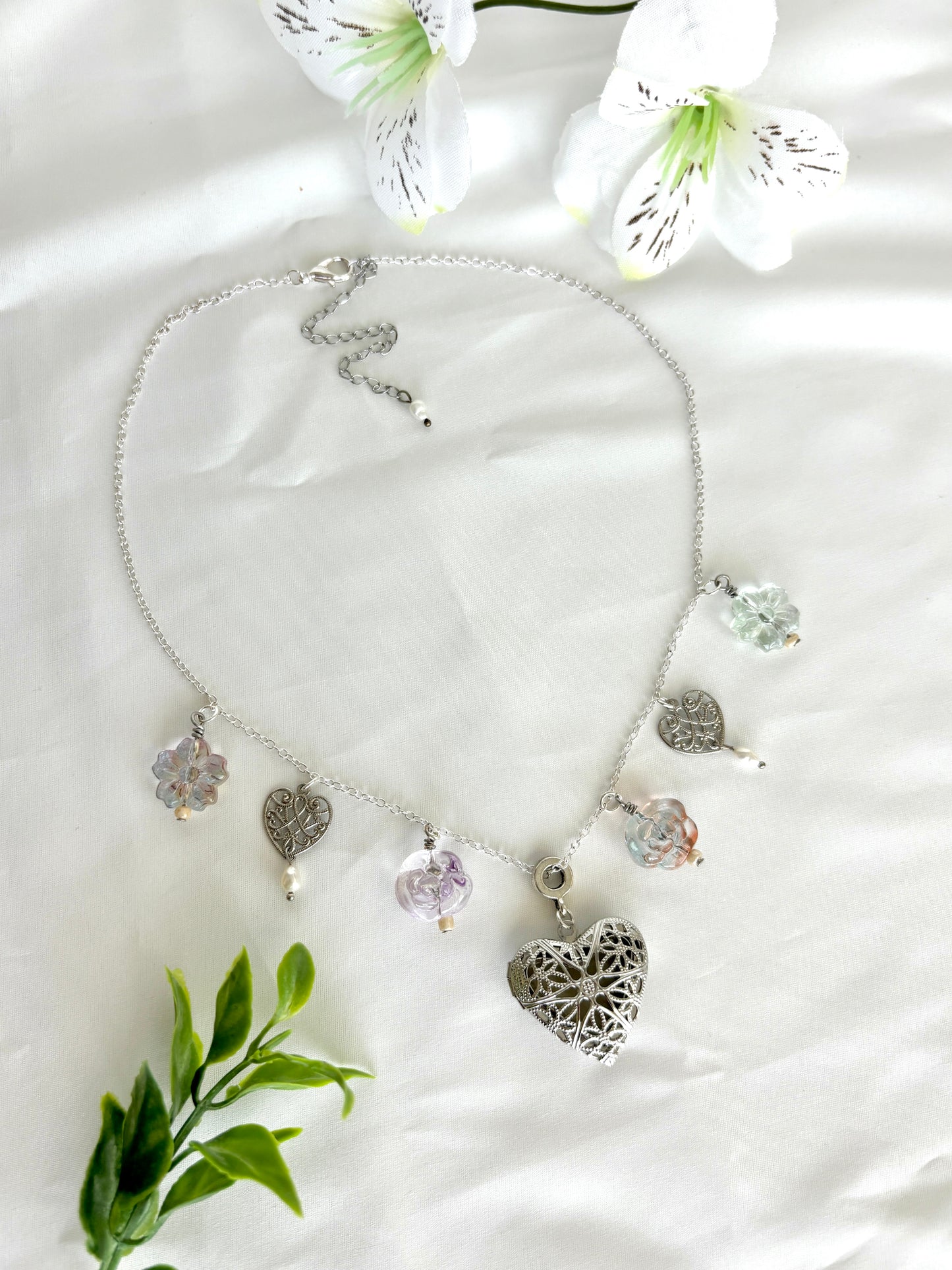 “Crystal Garden” Locket Charm Necklace