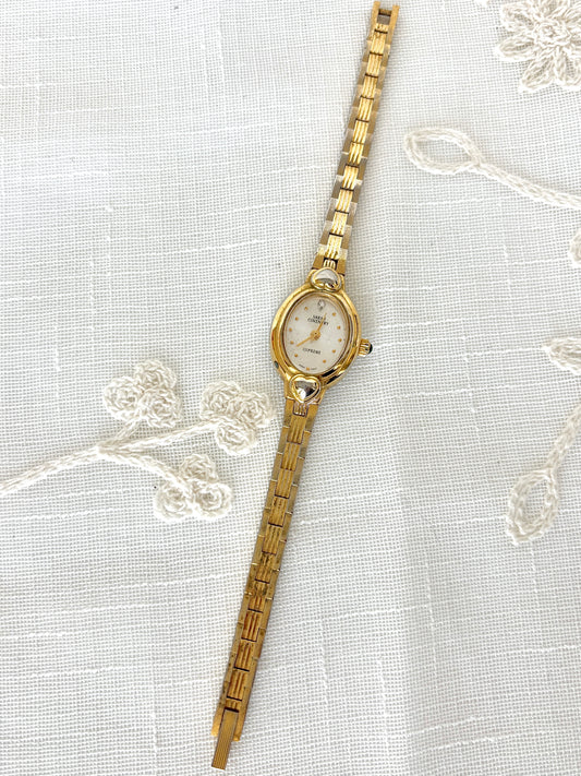 Sarah Coventry Supreme Two Tone Heart Motif Dainty Watch